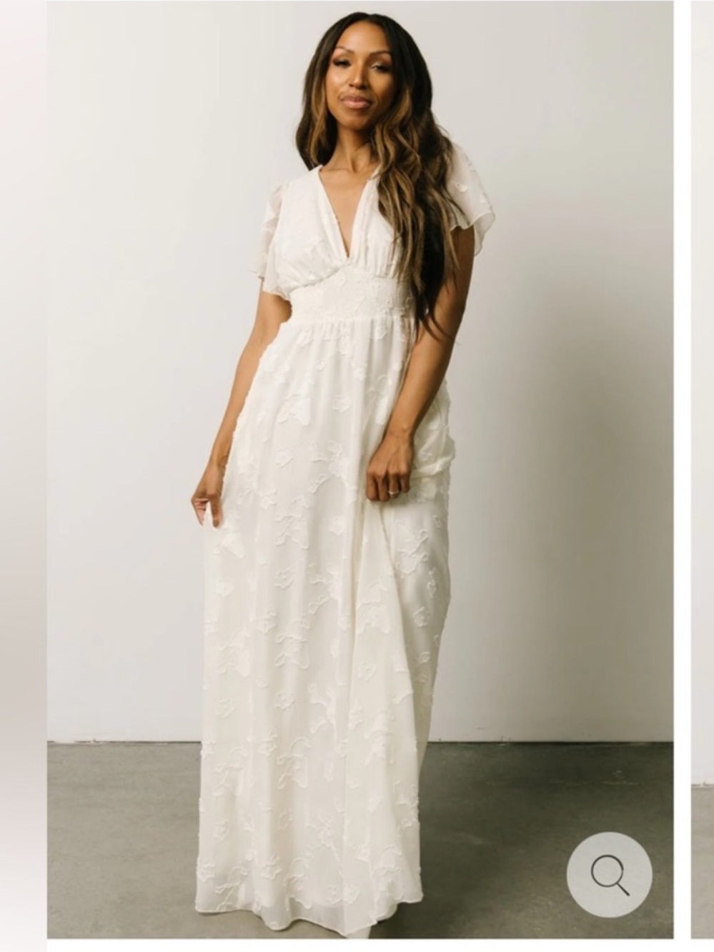Baltic Born Evelyn Smocked Maxi Dress in Off White Woman’s Size Medium